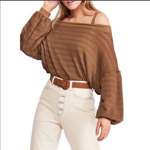 Free People Sistine Cold Shoulder Hacci sweater Shirt